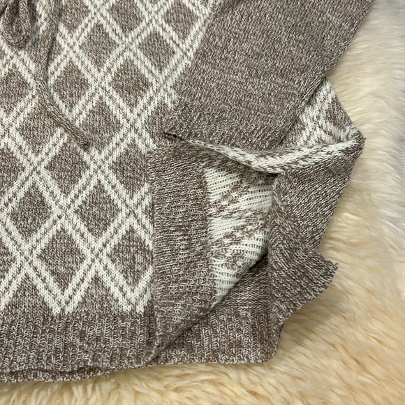 Derek Heart Maternity Brown/White Cowl Neck Sweater with Front Ties Size Large - Picture 6 of 7